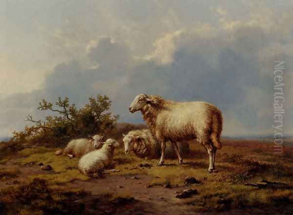 Sheep In The Meadow Oil Painting by Eugene Verboeckhoven