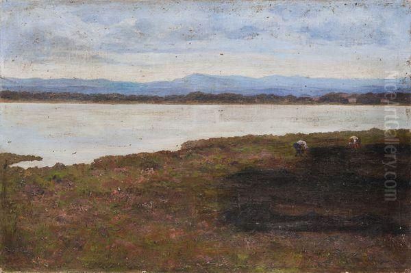 Vue De L'etang De Berre Oil Painting by Theodore Levigne