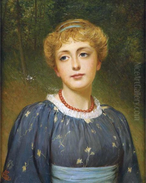 Lady In An Aesthetic Dress Oil Painting by Charles Sillem Lidderdale