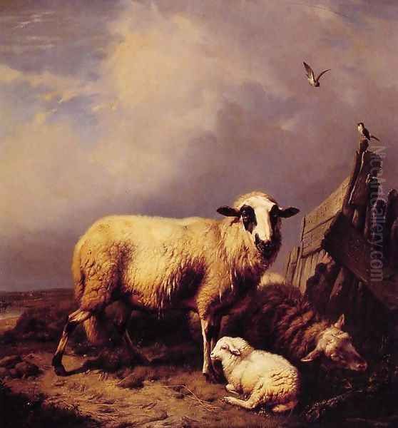 Guarding the Lamb Oil Painting by Eugene Verboeckhoven