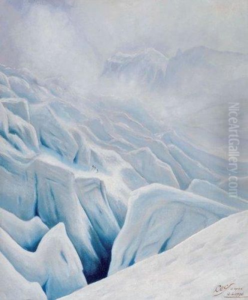 Cordee Sur Le Glacier Oil Painting by Gabriel Loppe