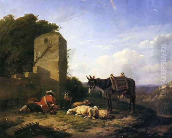 Shepherd's Rest Oil Painting by Eugene Verboeckhoven