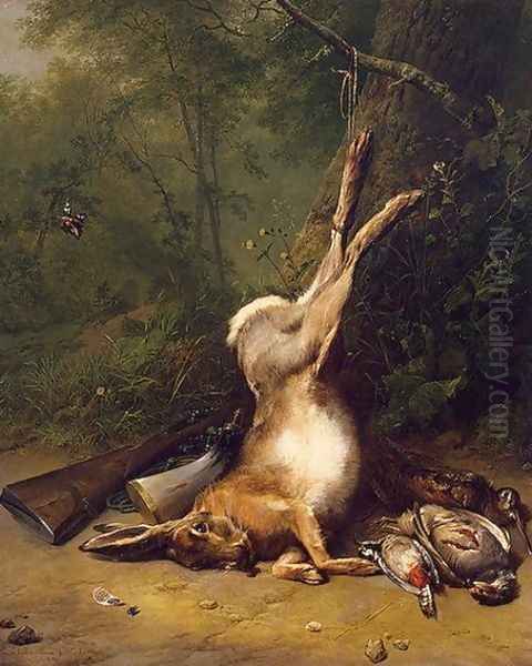 Still Life with a Hare Oil Painting by Eugene Verboeckhoven