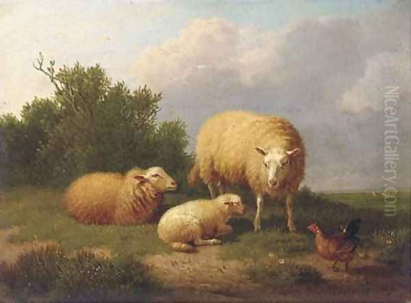 Sheep in a meadow Oil Painting by Eugene Verboeckhoven