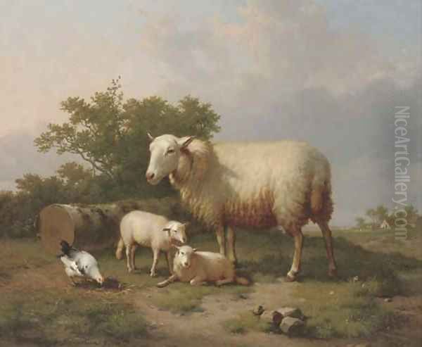 Sheep in a rural landscape Oil Painting by Eugene Verboeckhoven