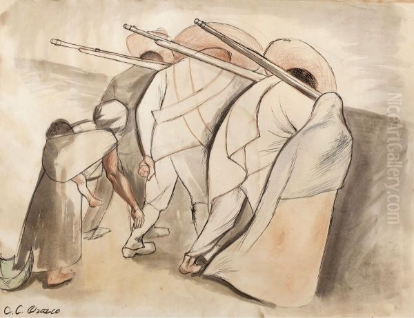 Revolucionarios (study For The Fresco Las Adelitas) Oil Painting by Jose Clemente Orozco