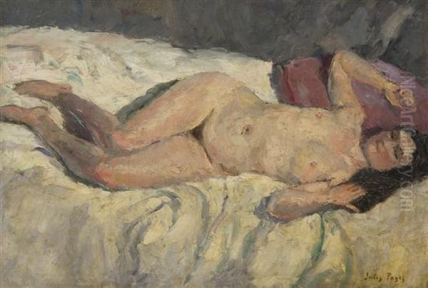 Femme Nue Allongee Oil Painting by Jules Eugene Pages