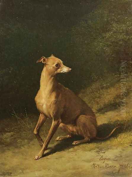 Portrait of a whippet Oil Painting by Eugene Verboeckhoven