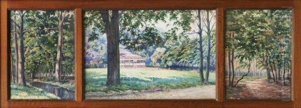 Vue Du Bois De Vincennes. Oil Painting by Jules Eugene Pages