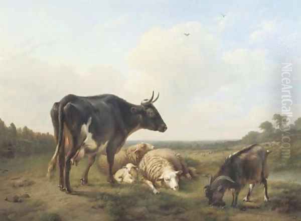 Cattle in a meadow Oil Painting by Eugene Verboeckhoven