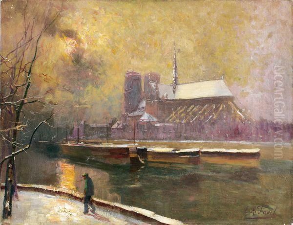 Promenade Sur Le Quai De La Tournelle Oil Painting by Elie Anatole Pavil