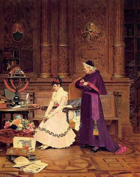 The Reprimand Oil Painting by Jehan Georges Vibert