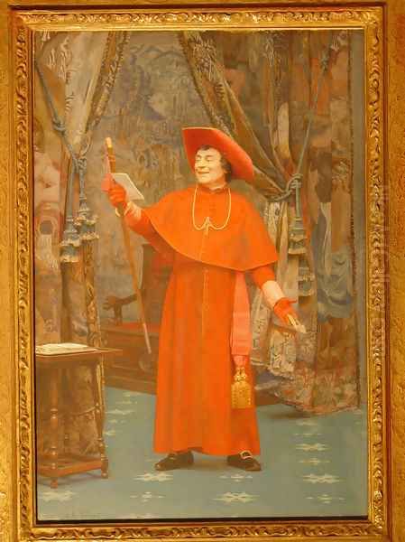 Cardinal Reading A Letter Oil Painting by Jehan Georges Vibert