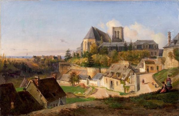 Vue D'une Ville De Basse Normandie Oil Painting by Francois Edme Ricois