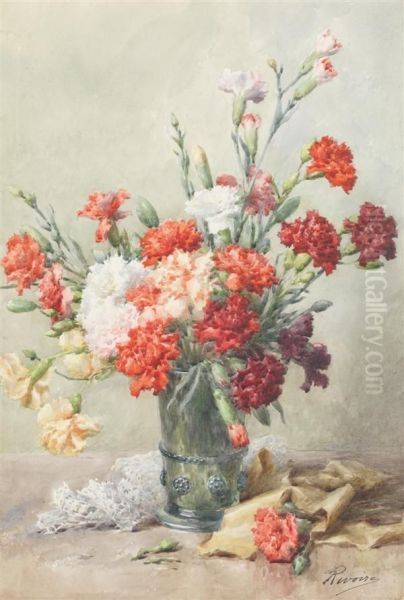 Bouquet D'oeillets Oil Painting by Francois Rivoire