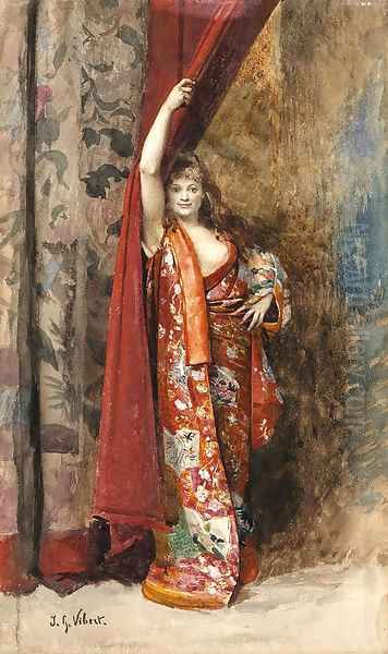 Une femme oriental Oil Painting by Jehan Georges Vibert