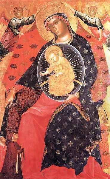 Madonna and Child with two Votaries c. 1325 Oil Painting by Paolo Veneziano