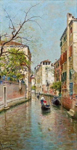 Venezianischer Kanal Mit Gondeln Oil Painting by Rafael Senet y Perez