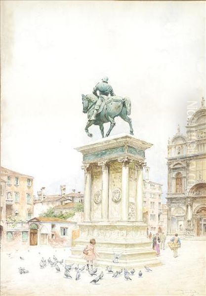 Monument Before The Scuola Grande De San Giovannievangelista Oil Painting by Rafael Senet y Perez