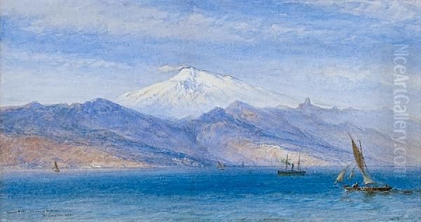 Mount Etna, The Straits Of Messina Oil Painting by William Simpson