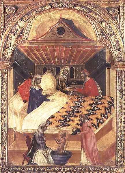 The Birth of St. Nicholas, c.1345 Oil Painting by Paolo Veneziano