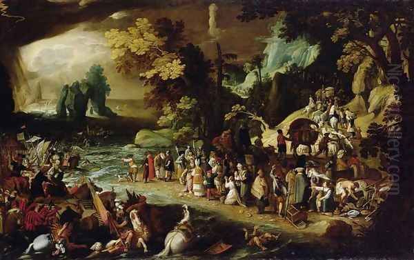 The Crossing of the Red Sea, c.1597-1600 Oil Painting by Sebastien Vrancx