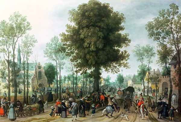 Frederick V and his bride Elizabeth entering Zeeland, May 1613 Oil Painting by Sebastien Vrancx