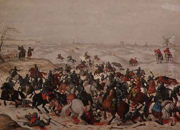 The Battle of Leckerbeetje, 1600 Oil Painting by Sebastien Vrancx