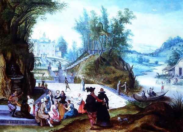 The months of May and June with a capriccio view of the Villa Borghese Oil Painting by Sebastien Vrancx