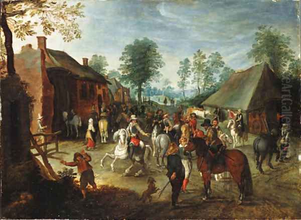 Horsemen halting at an inn Oil Painting by Sebastien Vrancx