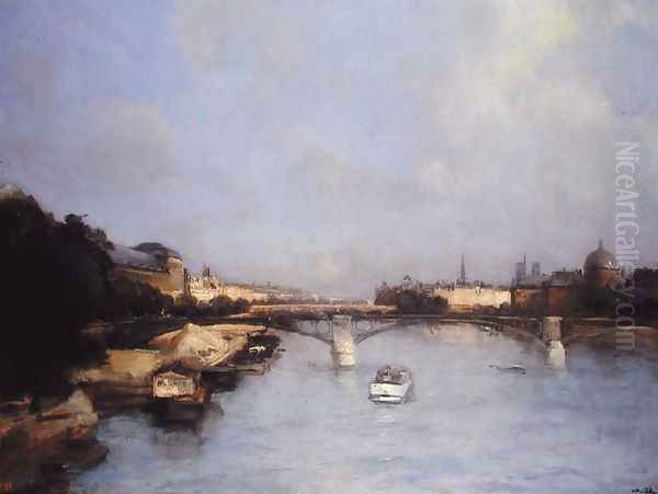 River Seine, Paris Oil Painting by Antoine Vollon