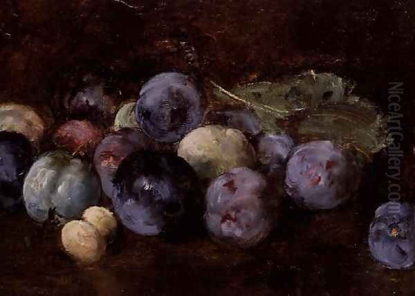 A Still-Life of Plums, 1874 Oil Painting by Antoine Vollon