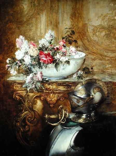 Still Life of a Bowl of Flowers Oil Painting by Antoine Vollon