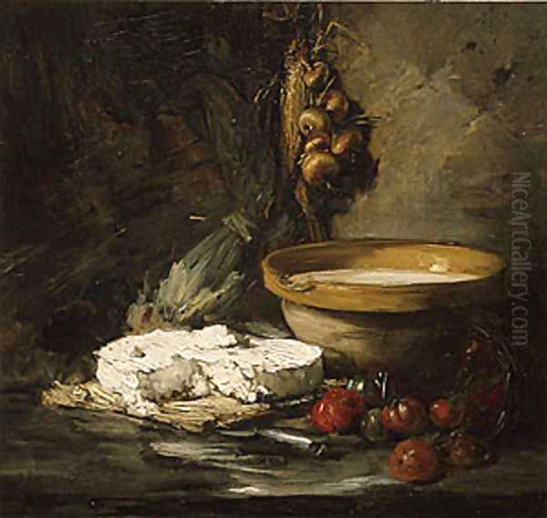 Still Life with Cheese probably late 1870s Oil Painting by Antoine Vollon