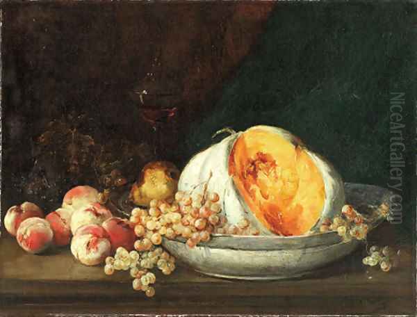 Still life of fruit in an interior Oil Painting by Antoine Vollon