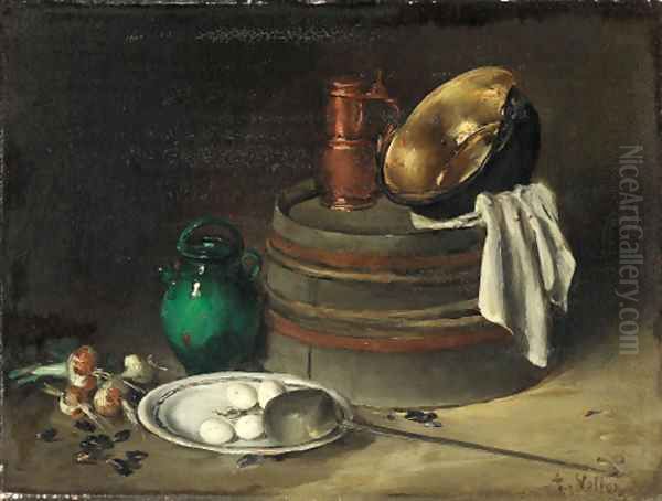 Un coin de cuisine Oil Painting by Antoine Vollon