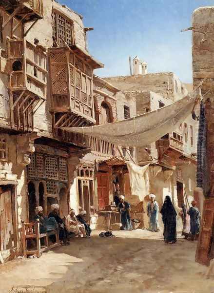 A Street In Boulaq Near Cairo Oil Painting by John Varley