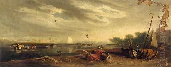 A River Landscape on the Thames Oil Painting by John Varley