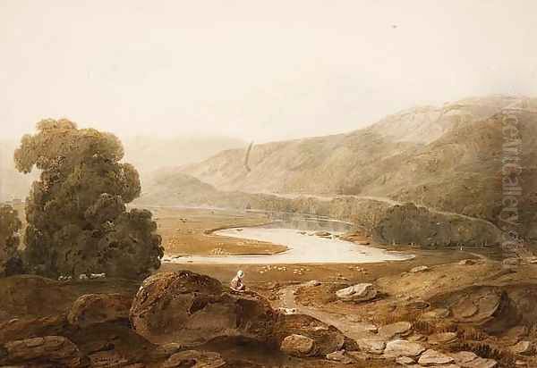 Vale of the River Mawddach, Wales, c.1805 Oil Painting by John Varley