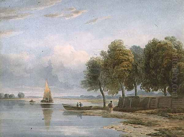 A View of the Thames at Millbank, 1815 Oil Painting by John Varley