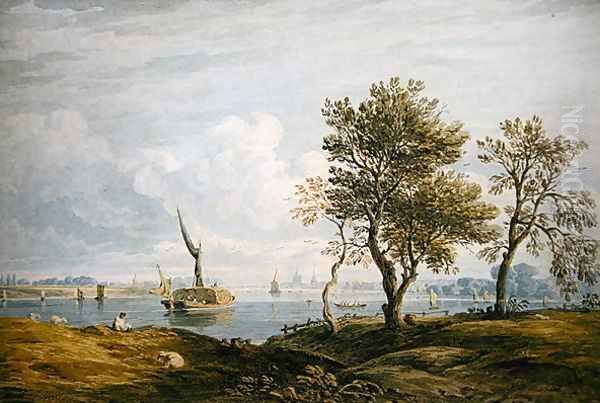 Battersea from the Banks of the Thames Oil Painting by John Varley