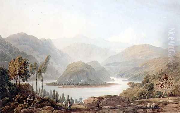 View of the Mondego River, Spain, 1813 Oil Painting by John Varley