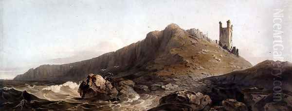 Dunstanborough Castle: The Lilburn Tower, c.1809 Oil Painting by John Varley