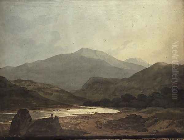 Moel Hebog: looking down the Vale from near Dinas Emrys Oil Painting by John Varley