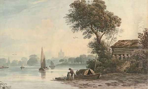 On the Thames at Twickenham 2 Oil Painting by John Varley