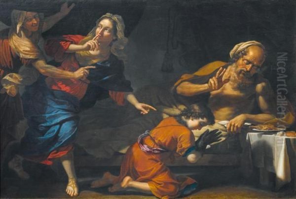 Jacob Blesses Isaac. Oil Painting by Benedetto Gennari