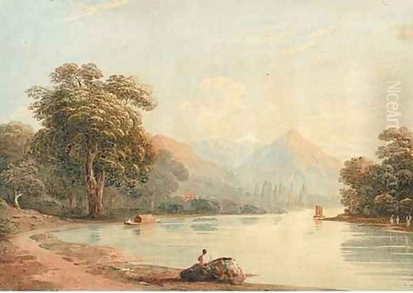 View near Interlaken, Switzerland Oil Painting by John Varley