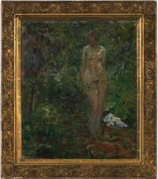 Nude In The Woods Oil Painting by Lillian M. Genth