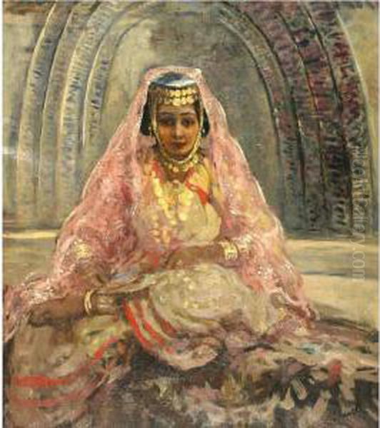 Arab Girl Oil Painting by Lillian M. Genth