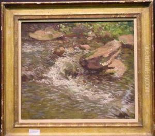 The Brook Oil Painting by Lillian M. Genth